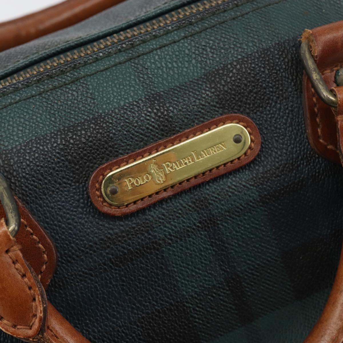 Polo Ralph Lauren Boston Bag Leather PVC Green Auth 183300A