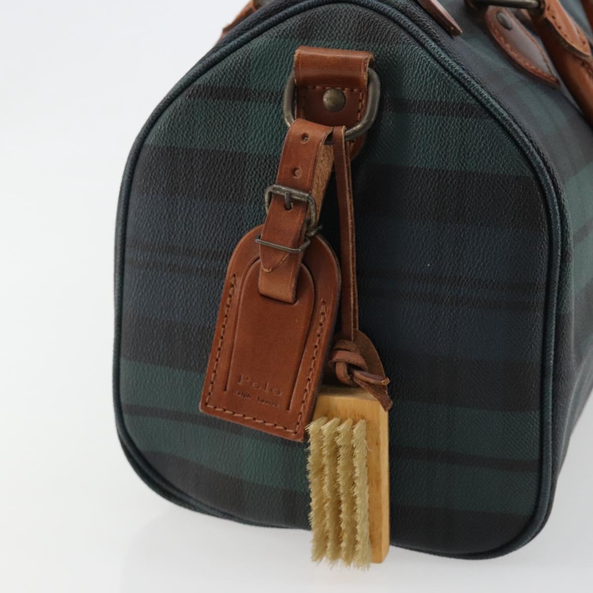 Polo Ralph Lauren Boston Bag Leather PVC Green Auth 183300A