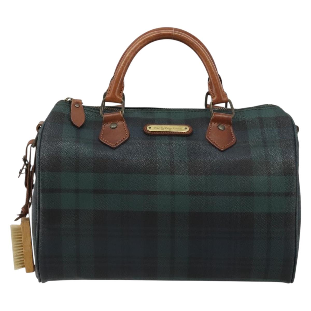 Polo Ralph Lauren Boston Bag Leather PVC Green Auth 183300A