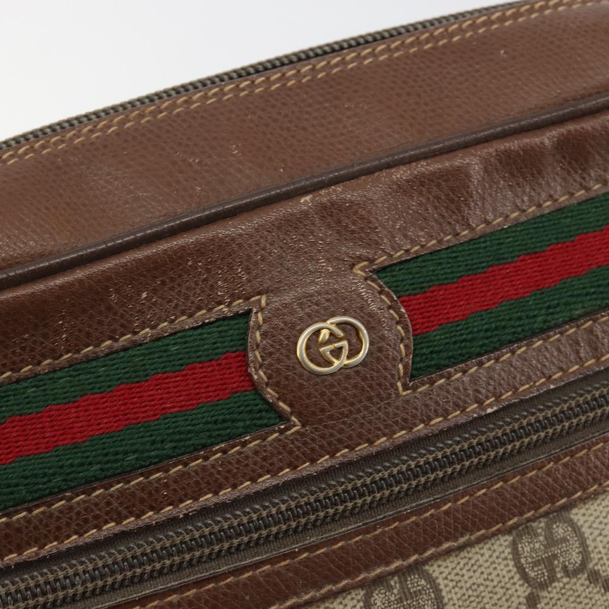 GUCCI GG Supreme Web Sherry Line Bag PVC Beige 001 56 6472 4021 Auth 183301