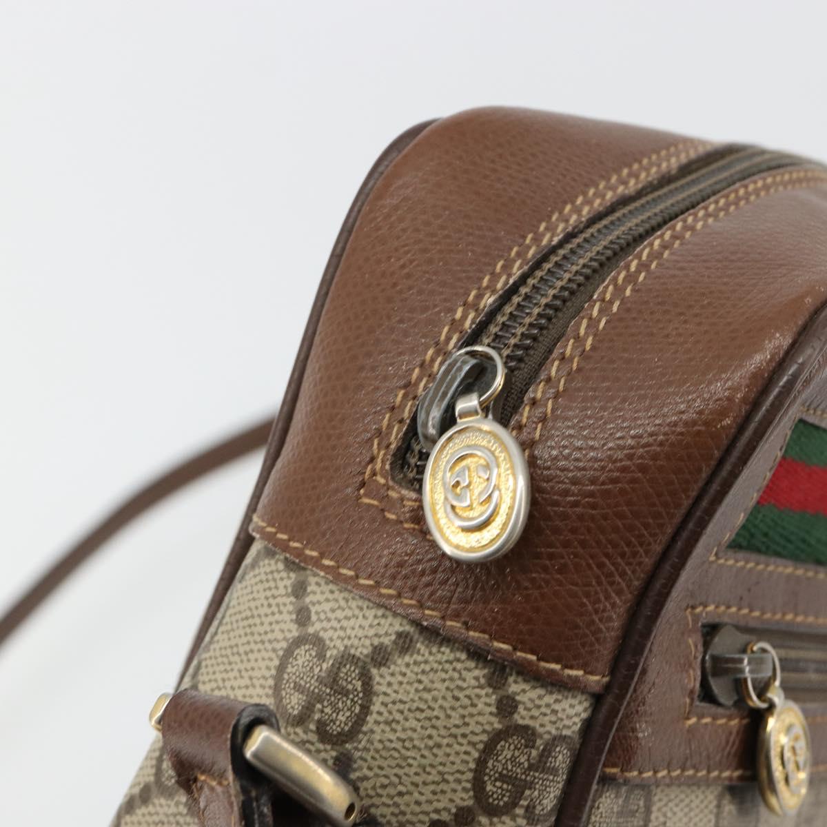GUCCI GG Supreme Web Sherry Line Bag PVC Beige 001 56 6472 4021 Auth 183301