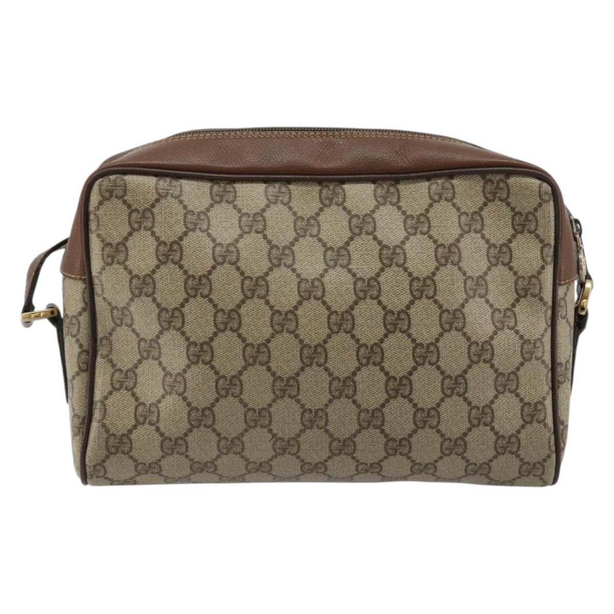 GUCCI GG Supreme Web Sherry Line Bag PVC Beige 001 56 6472 4021 Auth 183301