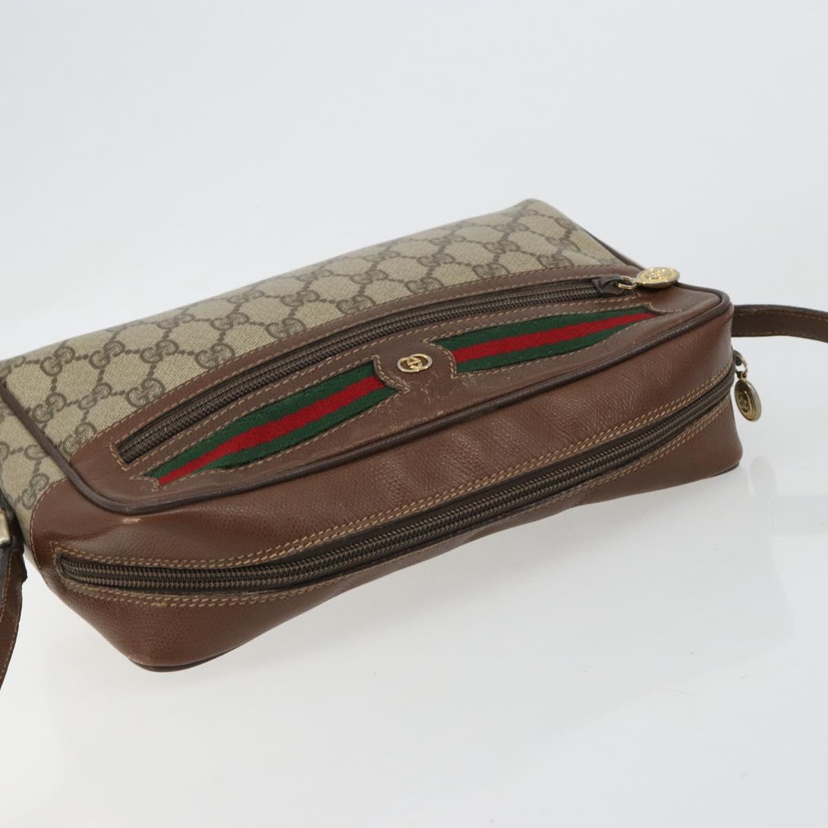 GUCCI GG Supreme Web Sherry Line Bag PVC Beige 001 56 6472 4021 Auth 183301