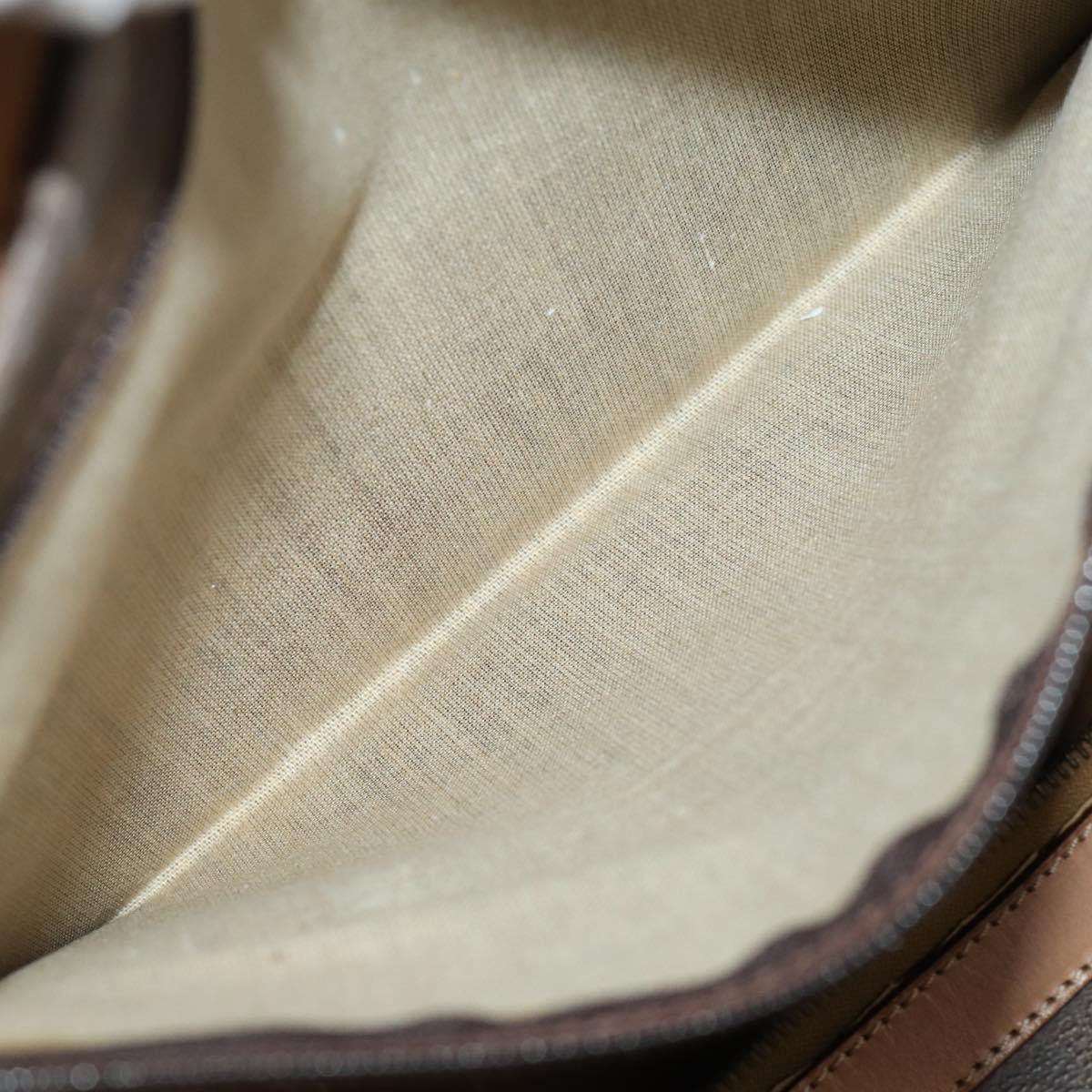 CELINE Macadam Canvas Boston Bag PVC Leather Brown Gold Auth 183303