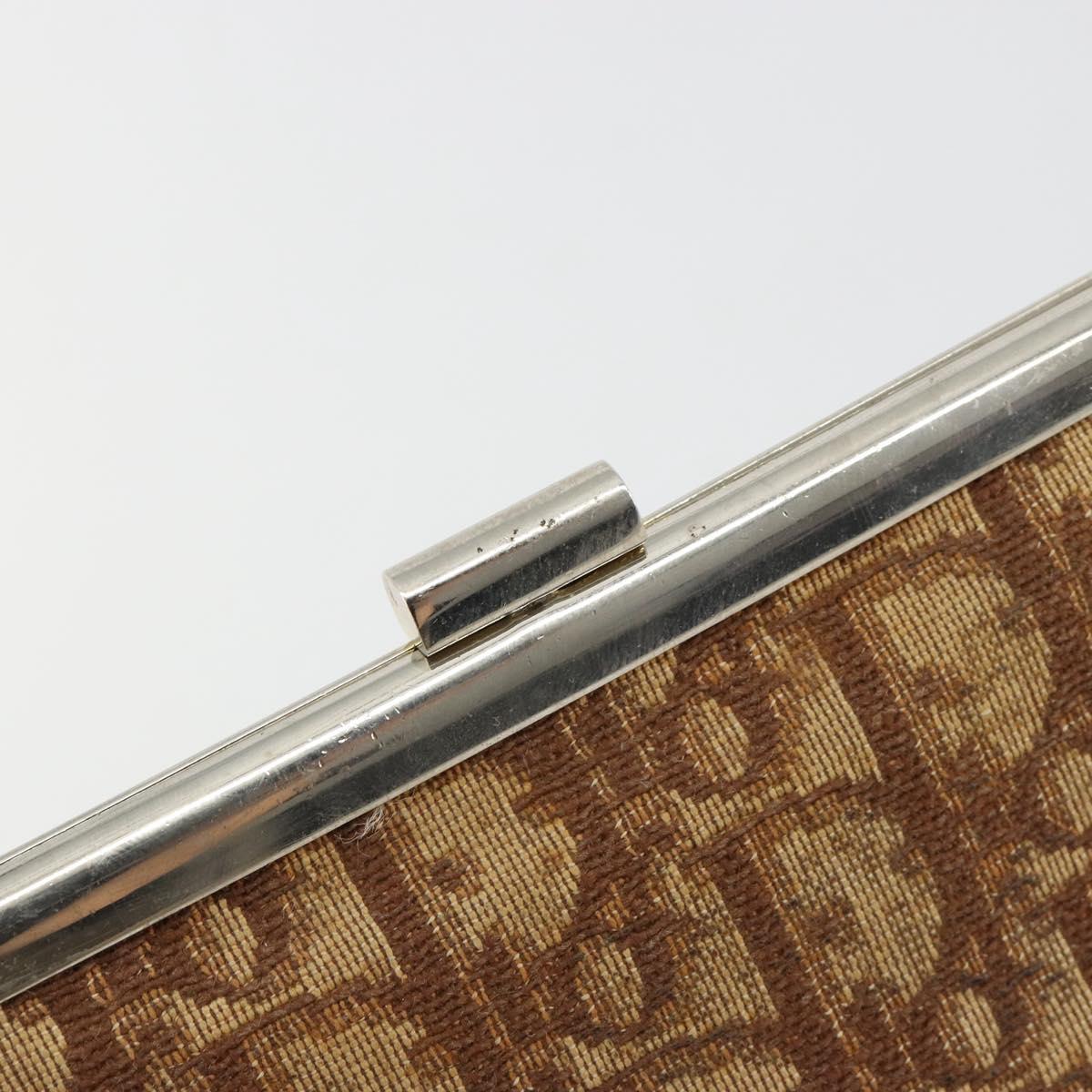 Christian Dior Trotter Canvas Pouch Brown Gold Auth 183308