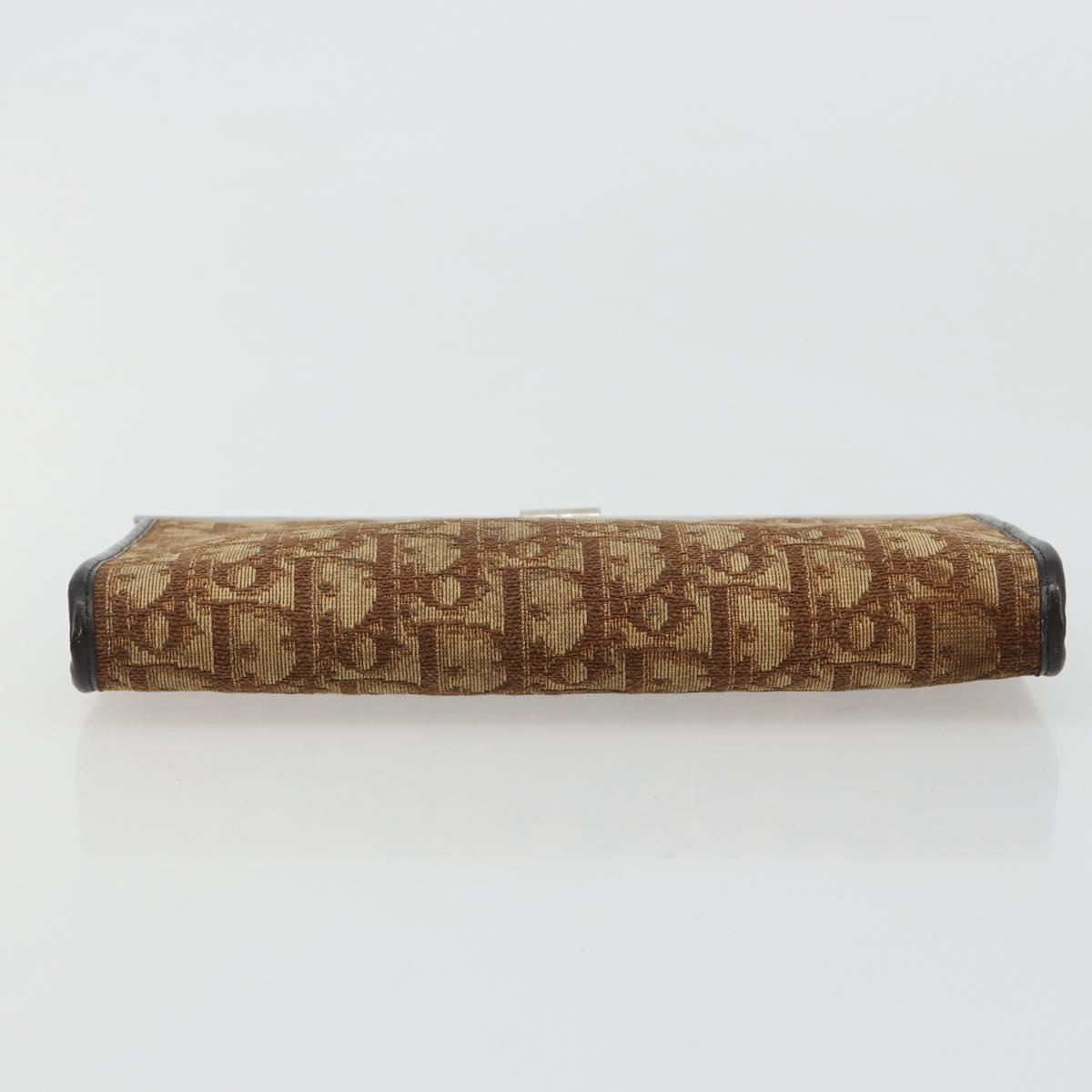 Christian Dior Trotter Canvas Pouch Brown Gold Auth 183308