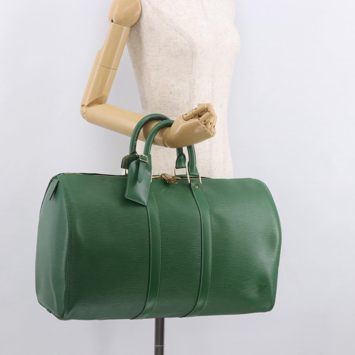 LOUIS VUITTON Epi Keepall 45 Boston Bag Green M42974 LV Auth 183311SAV