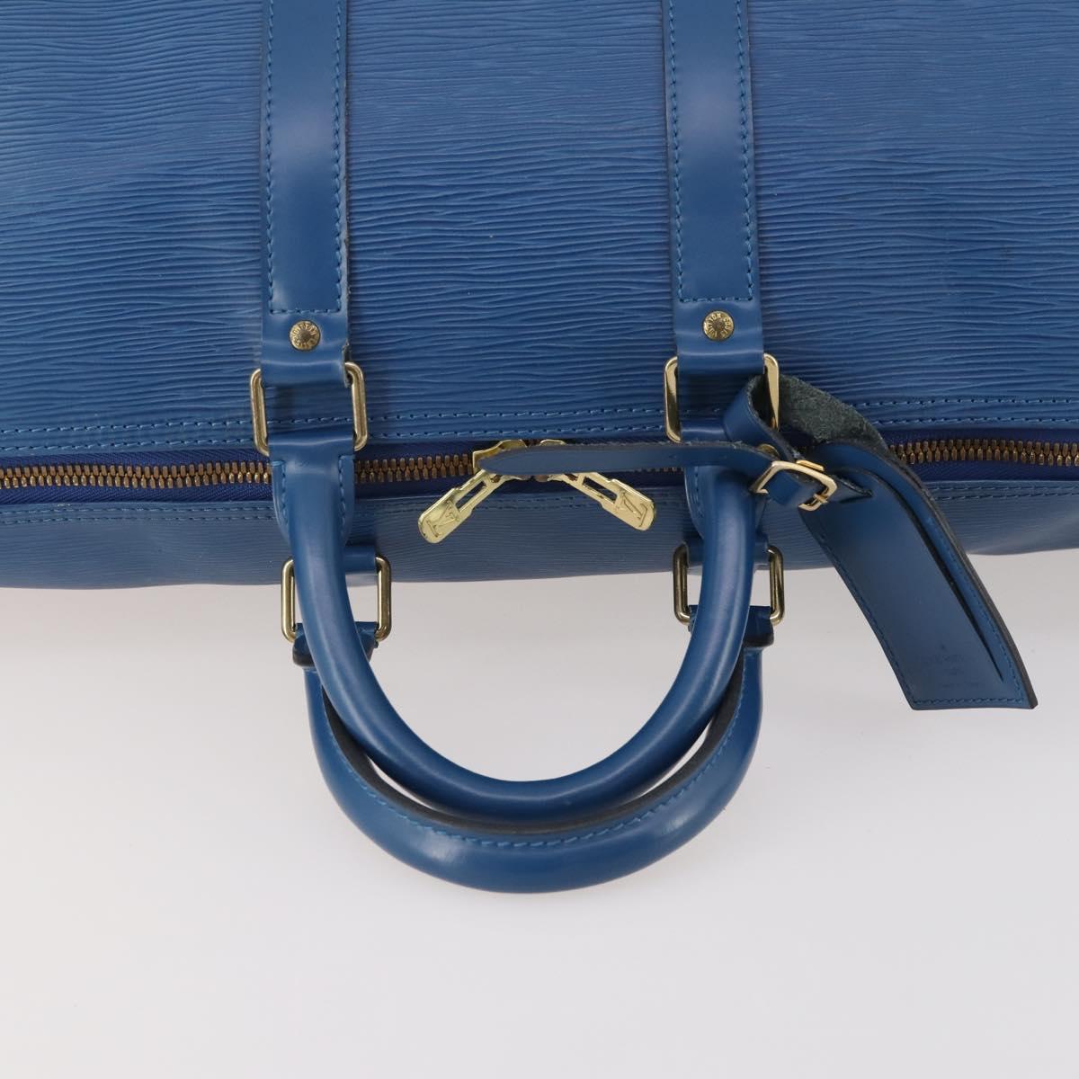 LOUIS VUITTON Epi Keepall 45 Boston Bag Blue M42975 LV Auth 183312