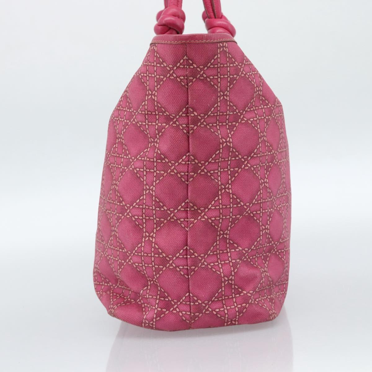 Christian Dior Canage Tote Bag Coated Canvas Pink Silver Auth 183316A