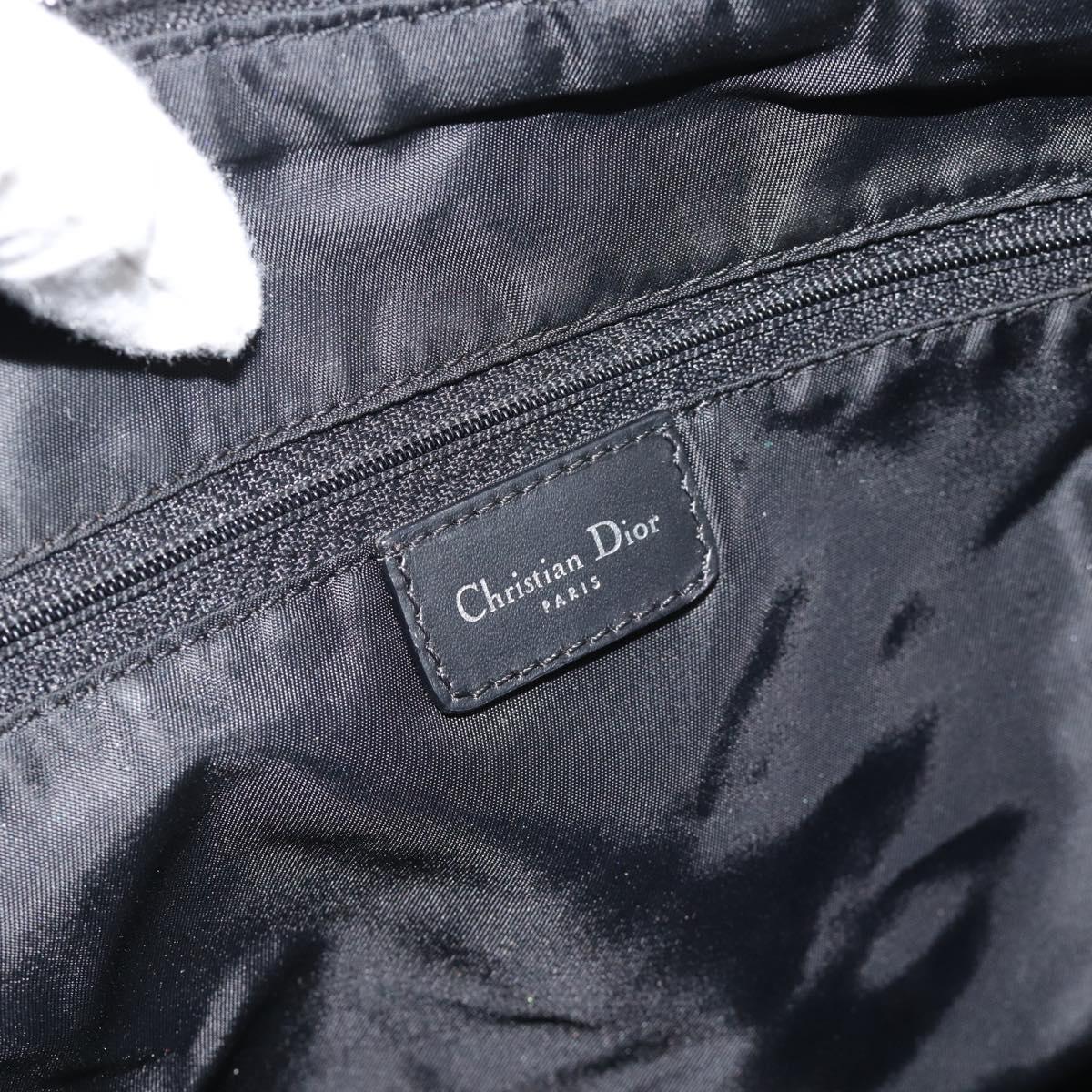 Christian Dior Trotter Canvas Shoulder Bag Black Silver Auth 183317A