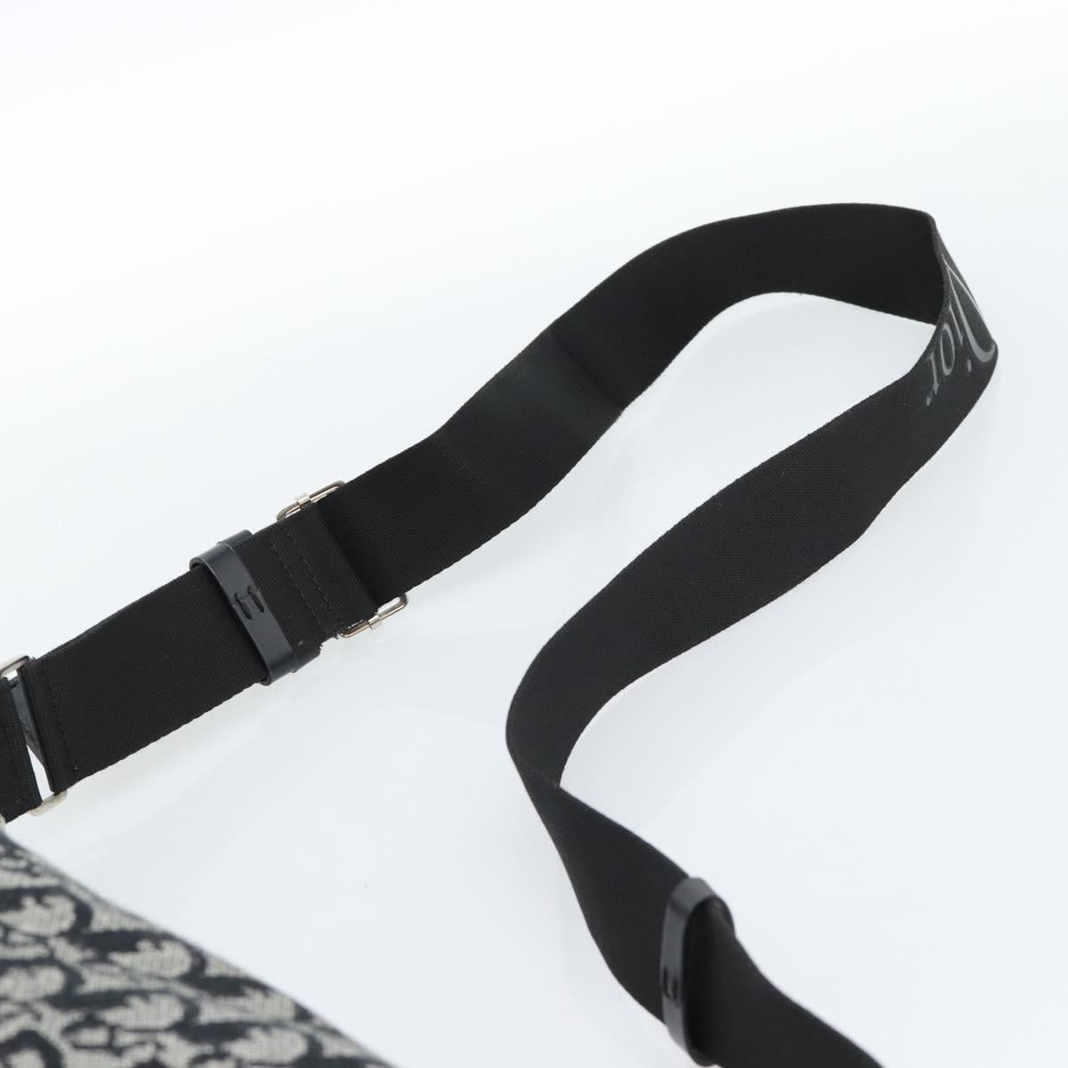Christian Dior Trotter Canvas Shoulder Bag Black Silver Auth 183317A