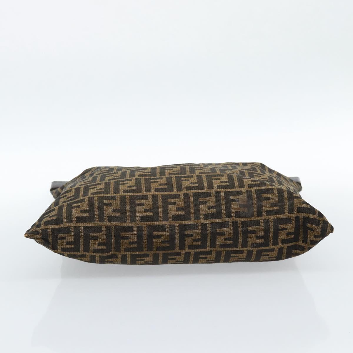 FENDI Zucca Canvas Hand Bag Black Brown Auth 183323