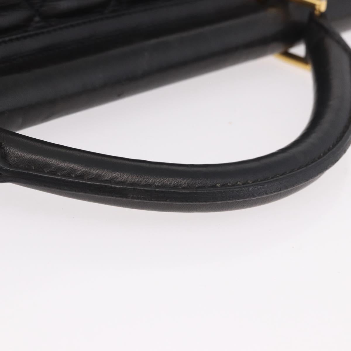CHANEL Matelasse Hand Bag Lamb Skin Black Gold CC Auth 183326A