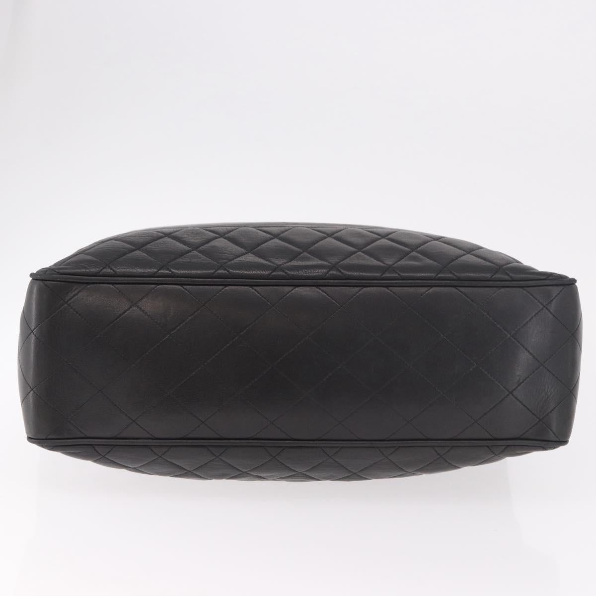 CHANEL Matelasse Hand Bag Lamb Skin Black Gold CC Auth 183326A