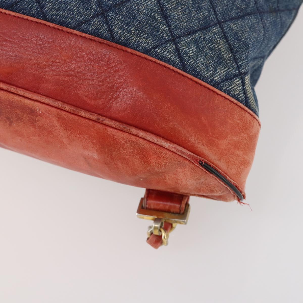 CHANEL Matelasse Chain Backpack Denim Blue Gold CC Auth 183327