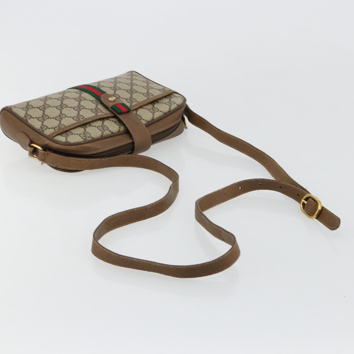 GUCCI GG Supreme Web Sherry Line Shoulder Bag PVC Beige 116 02 055 Auth 183329