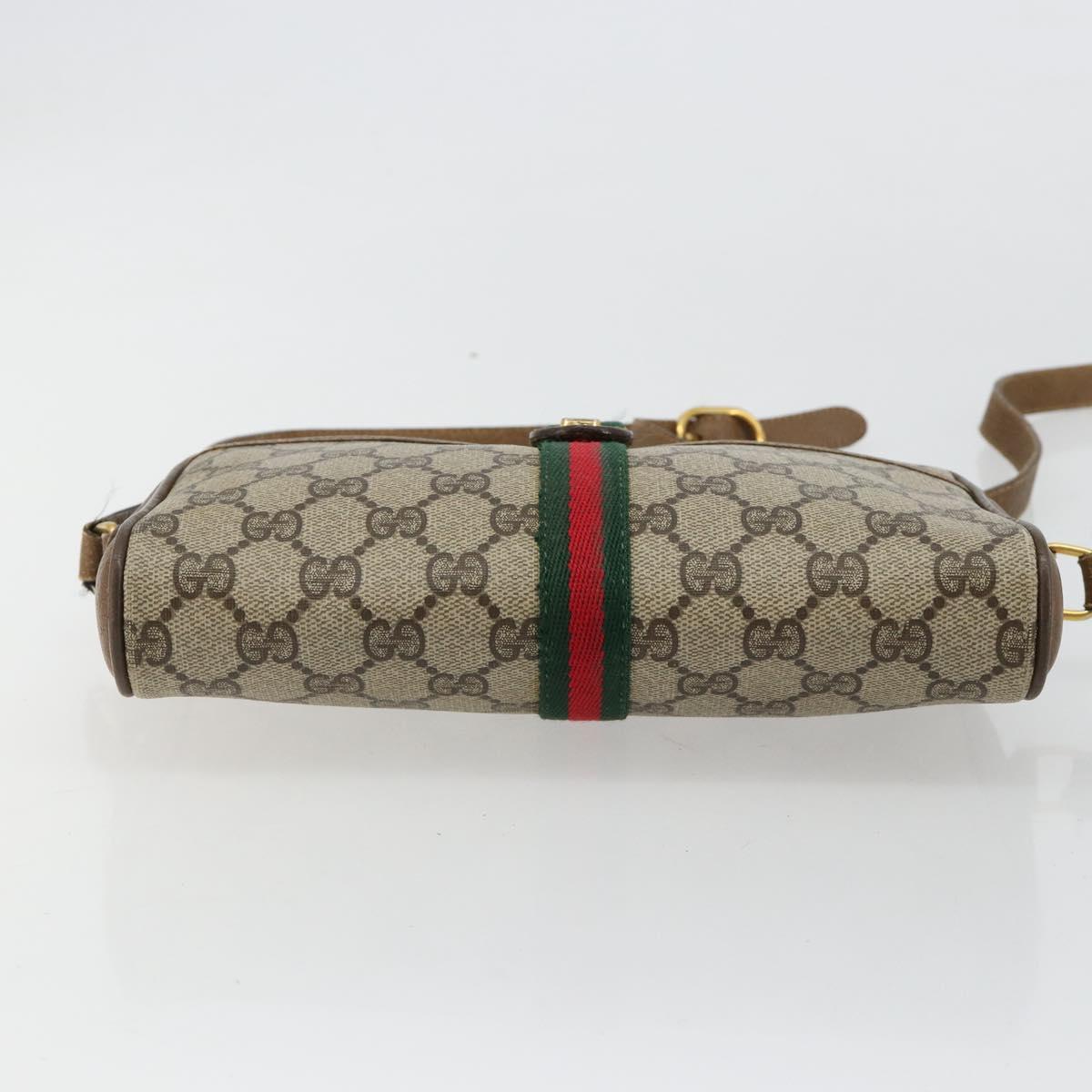 GUCCI GG Supreme Web Sherry Line Shoulder Bag PVC Beige 116 02 055 Auth 183329