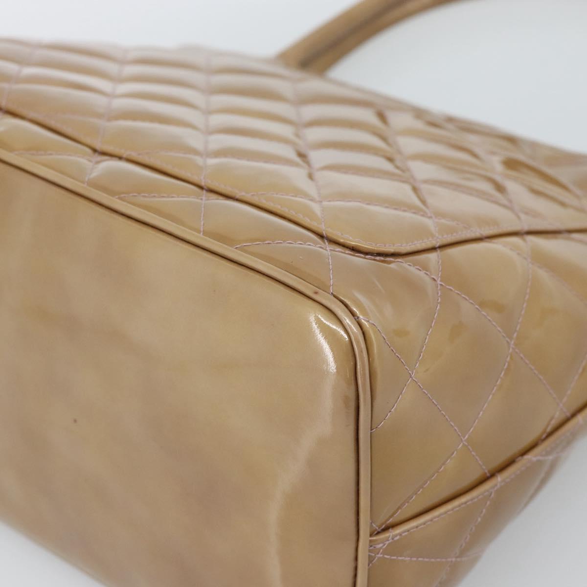 CHANEL Standard Tote Bag Patent leather Gold Silver CC Auth 183335A
