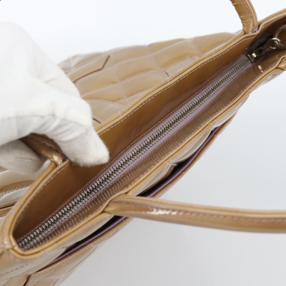 CHANEL Standard Tote Bag Patent leather Gold Silver CC Auth 183335A