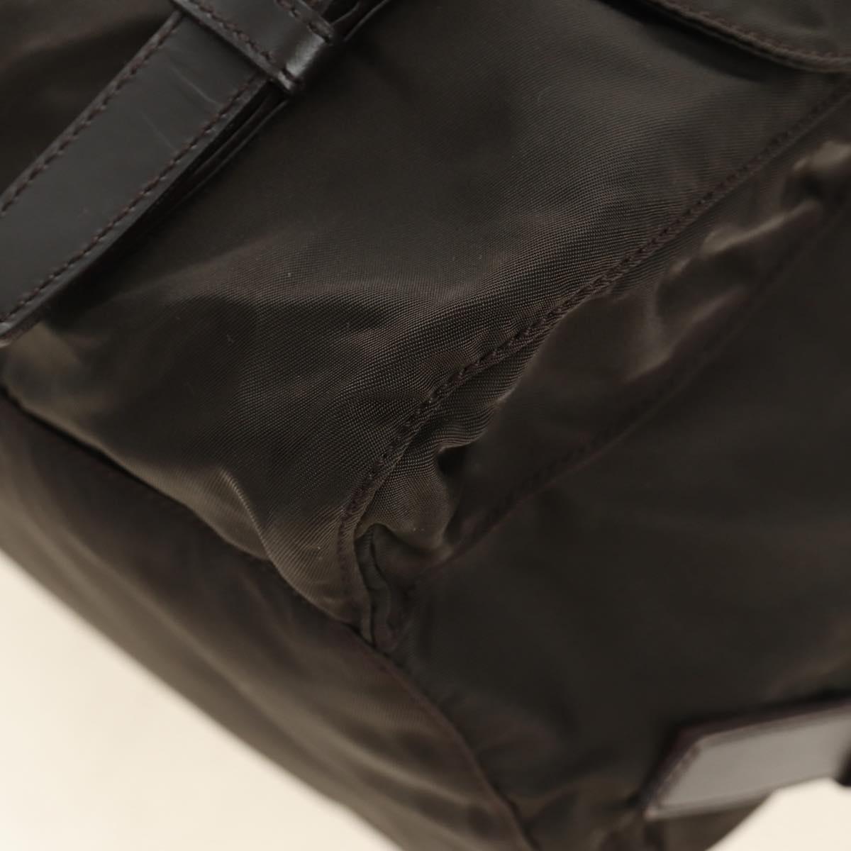 PRADA Backpack Nylon Khaki Silver Auth 183339V