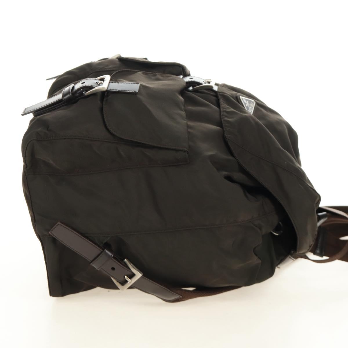 PRADA Backpack Nylon Khaki Silver Auth 183339V