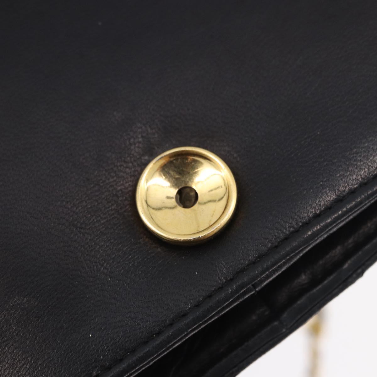 CHANEL Matelasse Chain Shoulder Bag Lamb Skin Black Gold CC Auth 183342