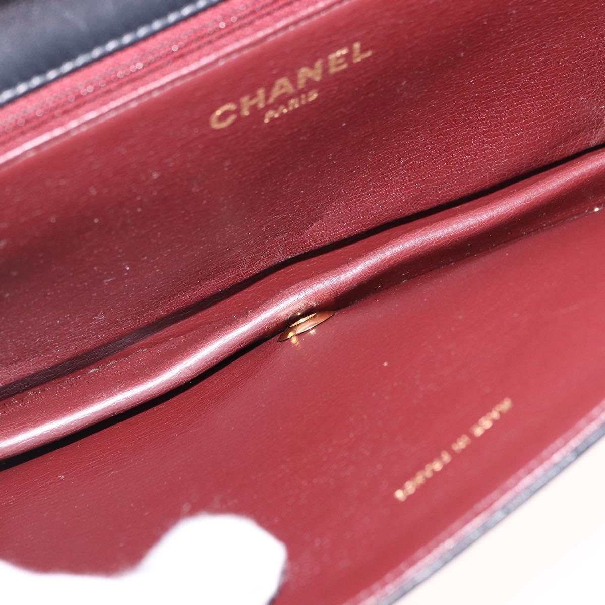 CHANEL Matelasse Chain Shoulder Bag Lamb Skin Black Gold CC Auth 183342