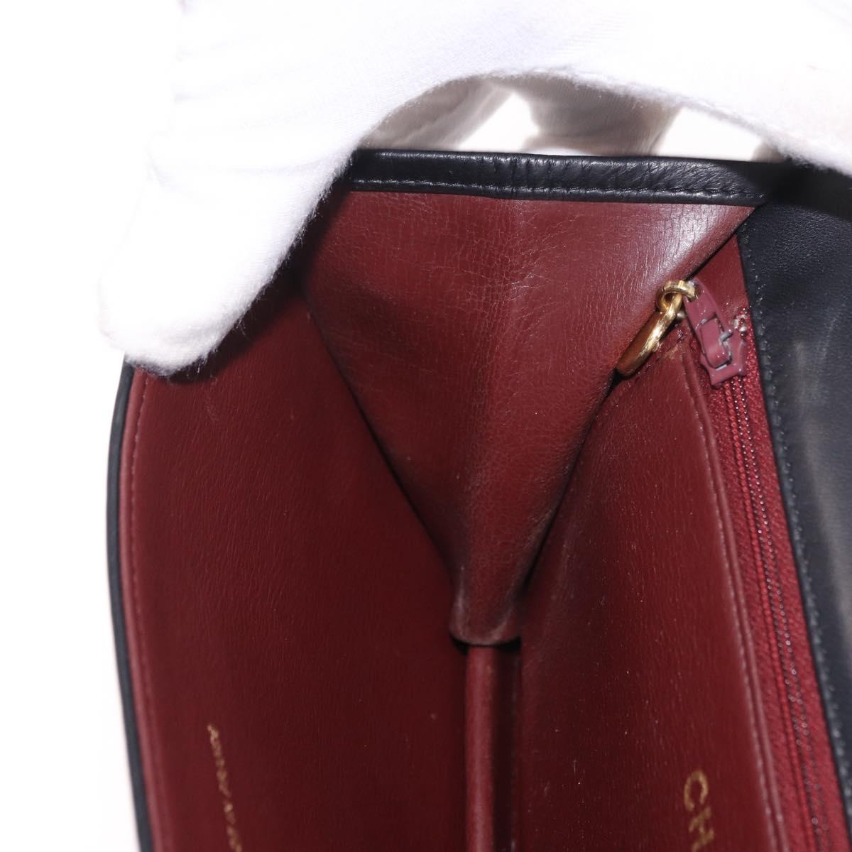 CHANEL Matelasse Chain Shoulder Bag Lamb Skin Black Gold CC Auth 183342