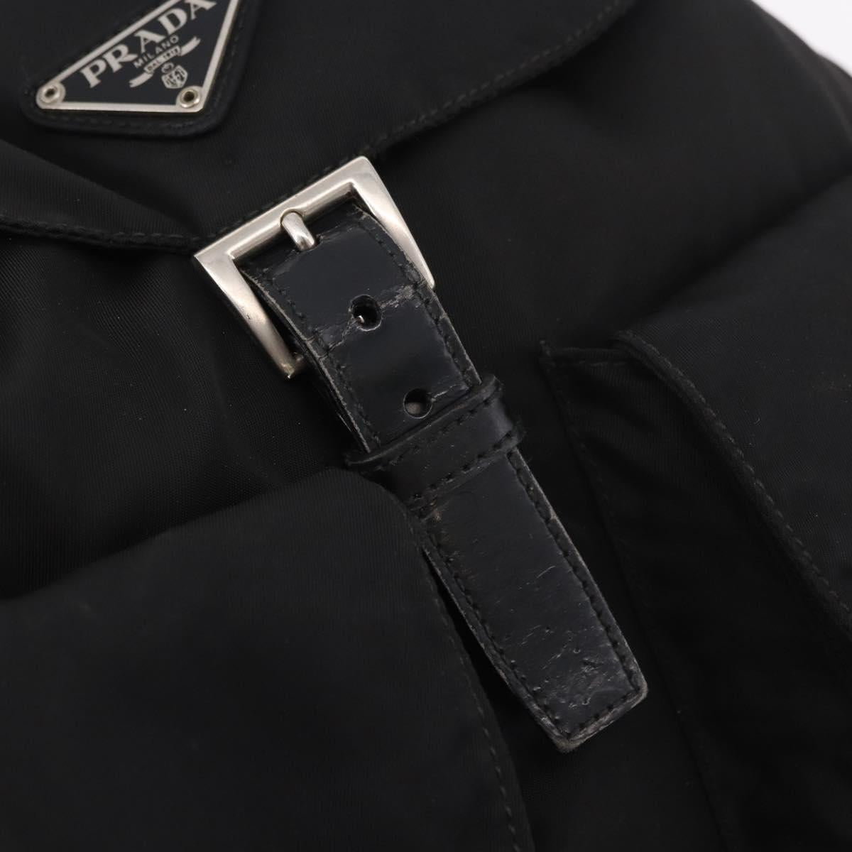 PRADA Backpack Nylon Black Silver Auth 183352A