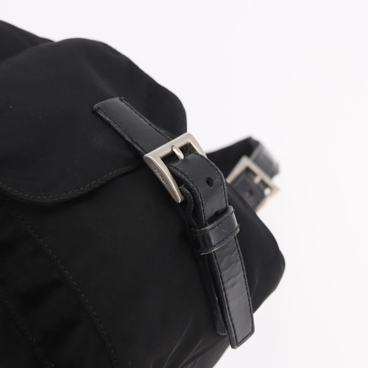 PRADA Backpack Nylon Black Silver Auth 183352A