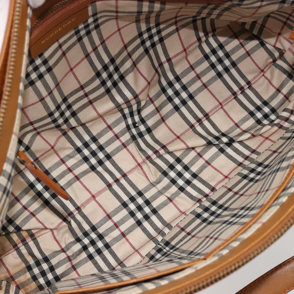 BURBERRY Tote Bag Leather Brown Gold Auth 183355