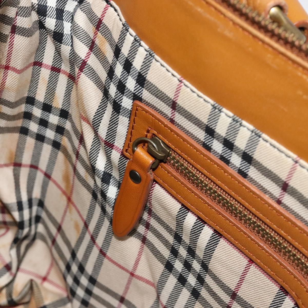 BURBERRY Tote Bag Leather Brown Gold Auth 183355