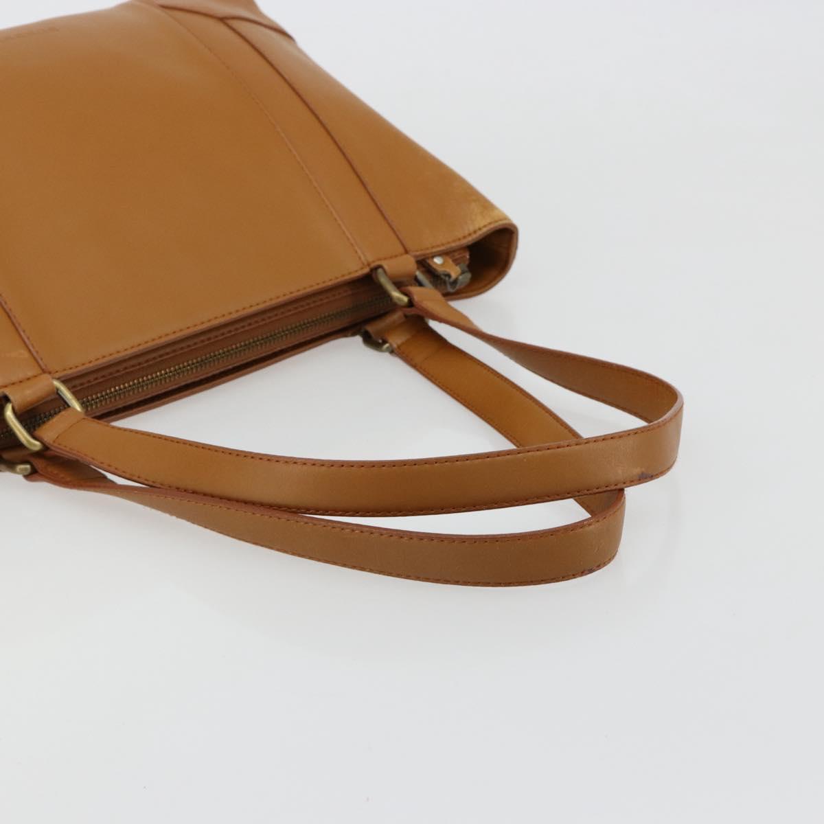 BURBERRY Tote Bag Leather Brown Gold Auth 183355