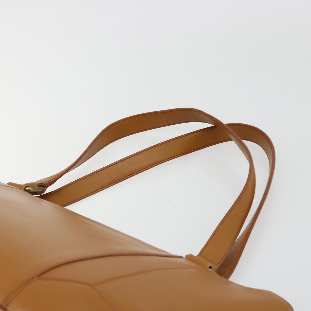 BURBERRY Tote Bag Leather Brown Gold Auth 183355