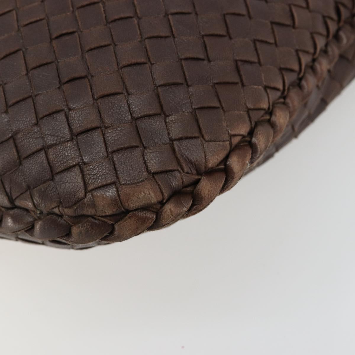 BOTTEGA VENETA INTRECCIATO Shoulder Bag Leather Brown Gold Auth 183360A