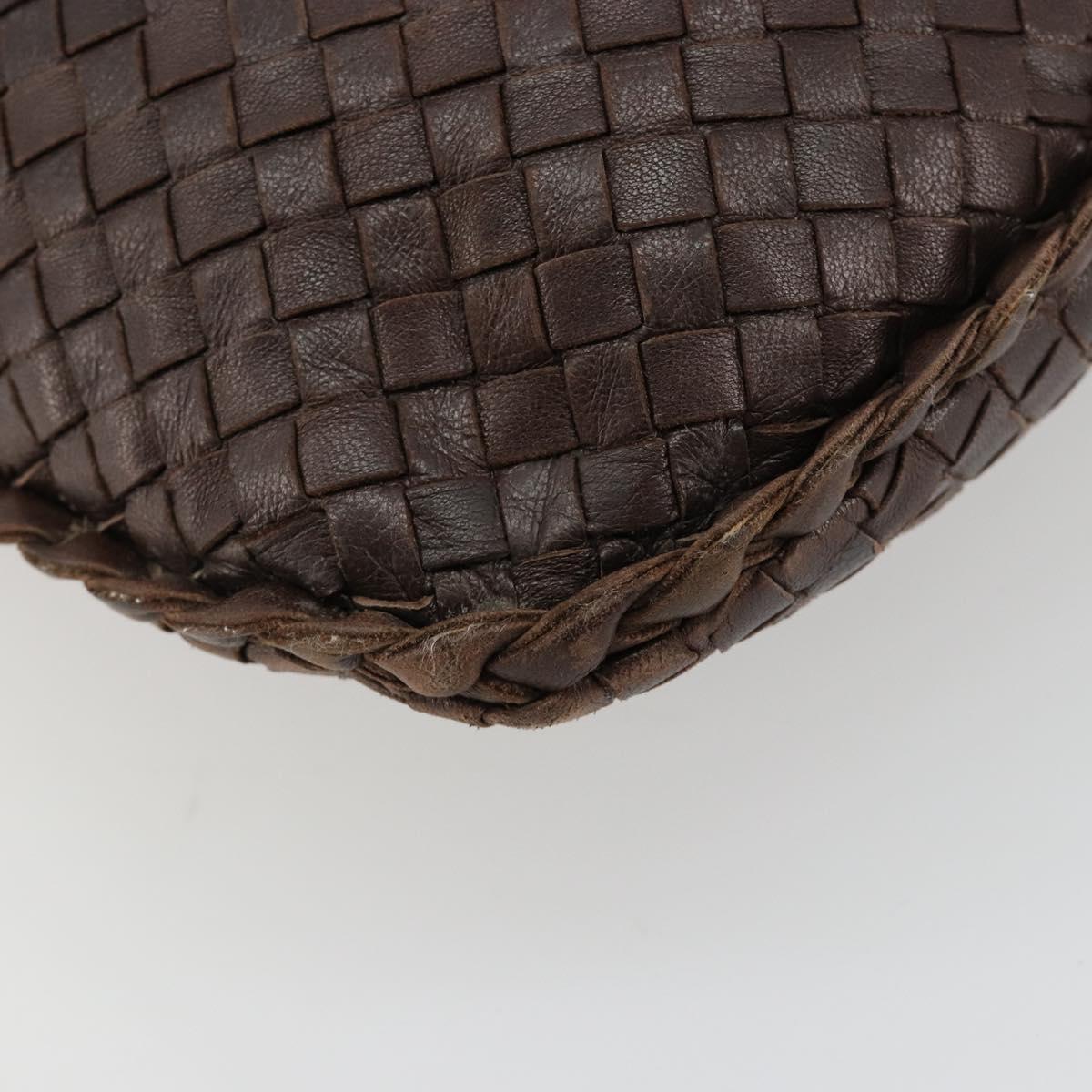 BOTTEGA VENETA INTRECCIATO Shoulder Bag Leather Brown Gold Auth 183360A