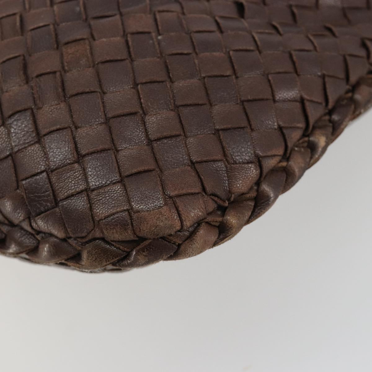 BOTTEGA VENETA INTRECCIATO Shoulder Bag Leather Brown Gold Auth 183360A