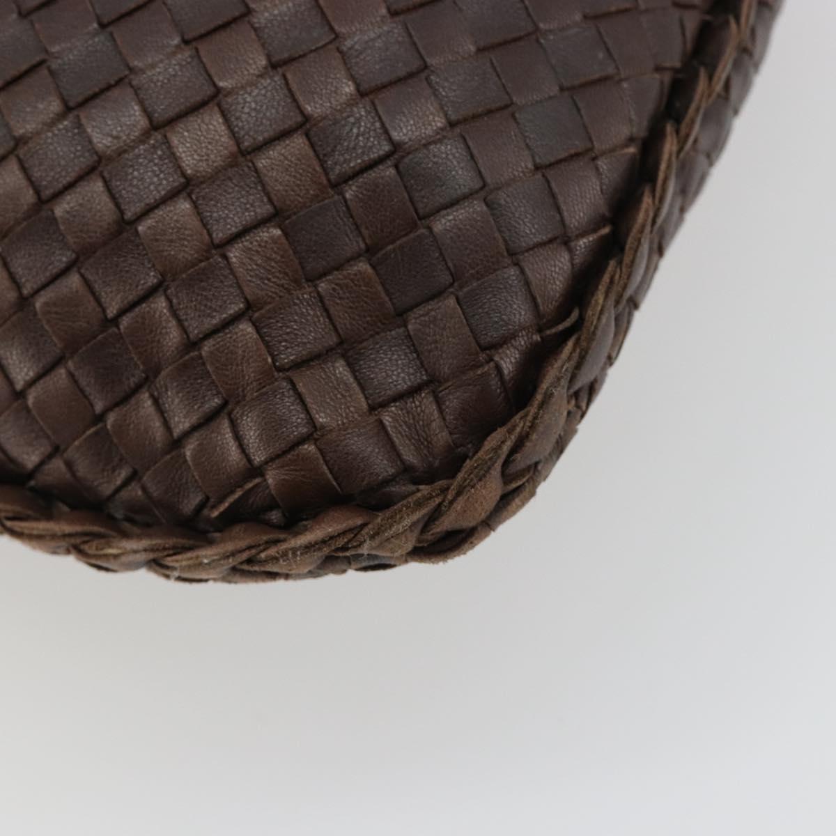 BOTTEGA VENETA INTRECCIATO Shoulder Bag Leather Brown Gold Auth 183360A
