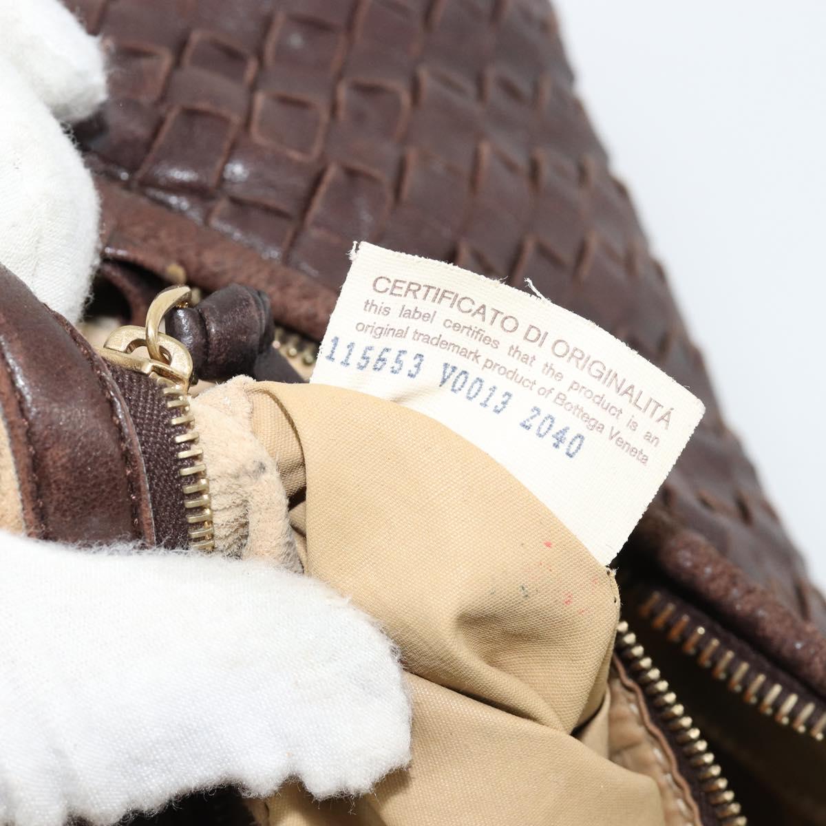 BOTTEGA VENETA INTRECCIATO Shoulder Bag Leather Brown Gold Auth 183360A