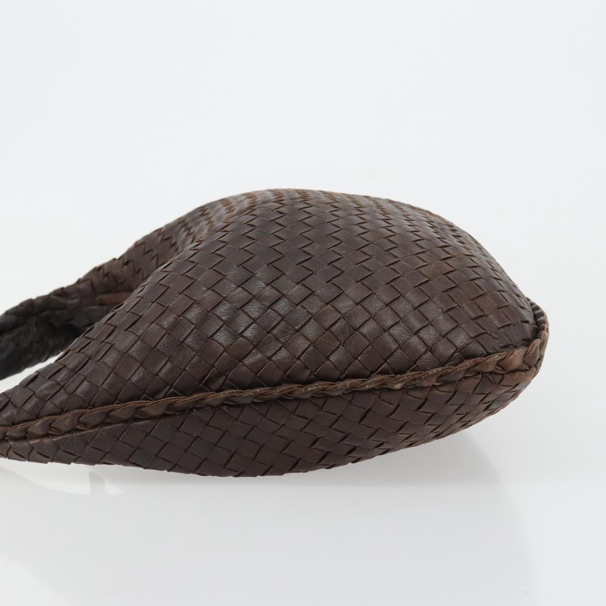 BOTTEGA VENETA INTRECCIATO Shoulder Bag Leather Brown Gold Auth 183360A