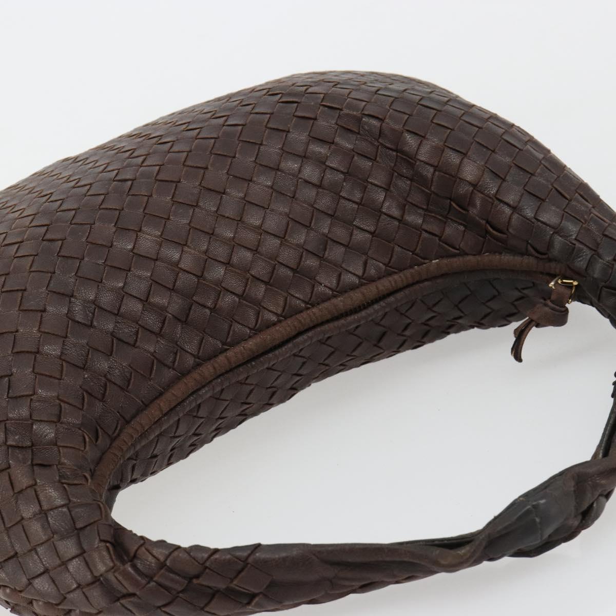 BOTTEGA VENETA INTRECCIATO Shoulder Bag Leather Brown Gold Auth 183360A
