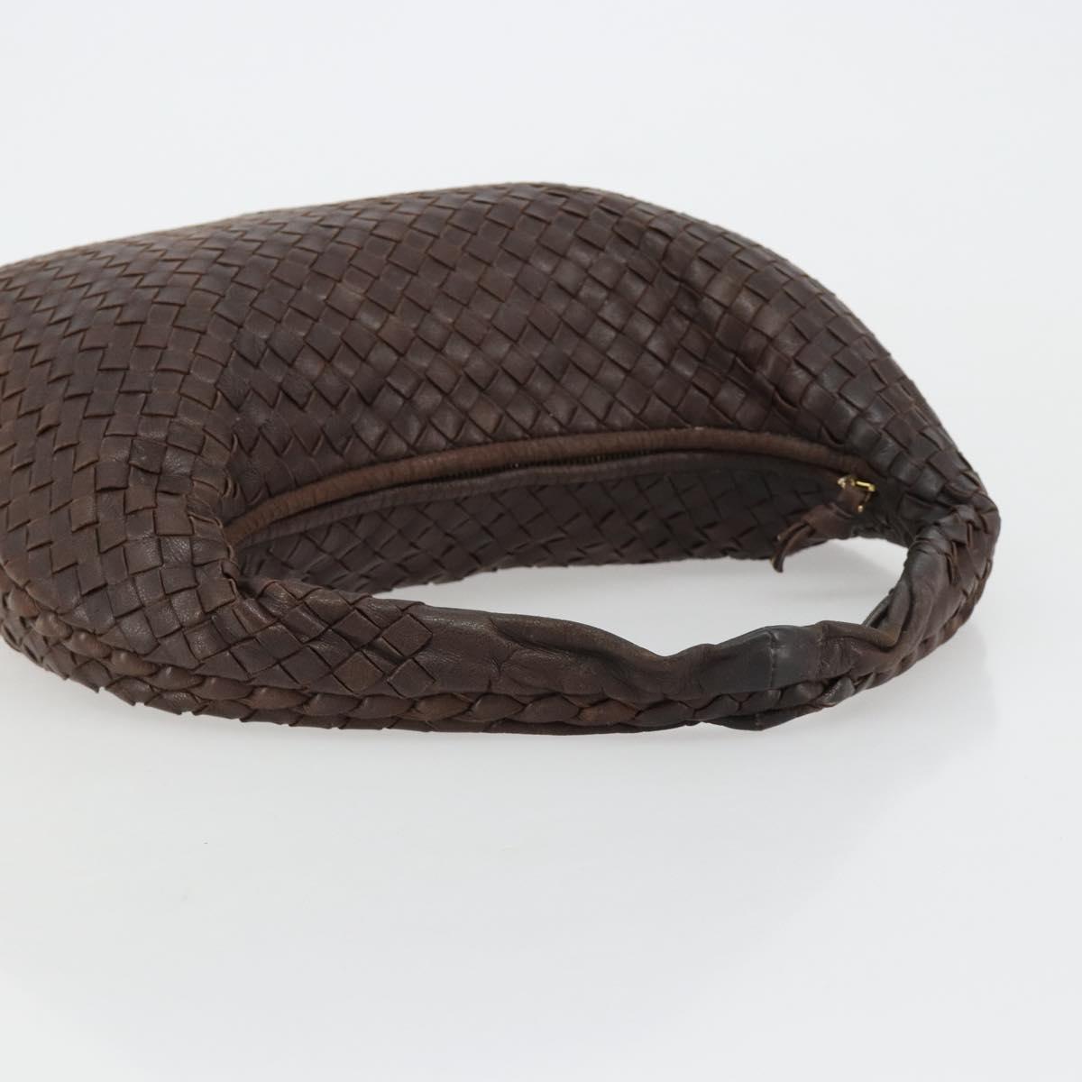 BOTTEGA VENETA INTRECCIATO Shoulder Bag Leather Brown Gold Auth 183360A