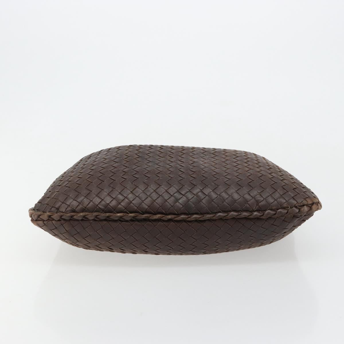 BOTTEGA VENETA INTRECCIATO Shoulder Bag Leather Brown Gold Auth 183360A