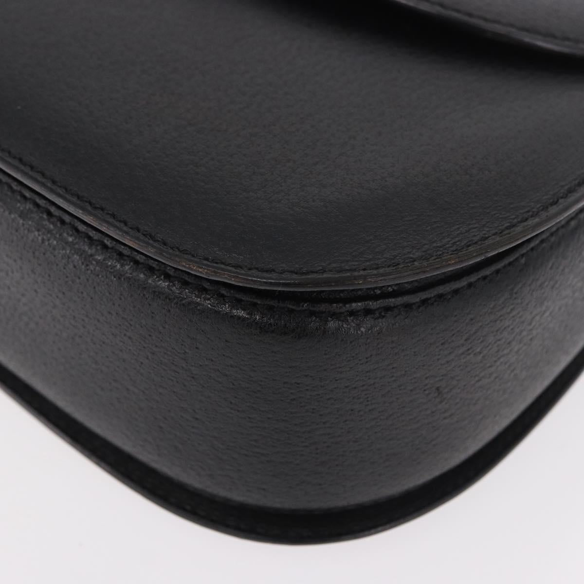GUCCI Bamboo Hand Bag Leather Black Gold Auth 183361V