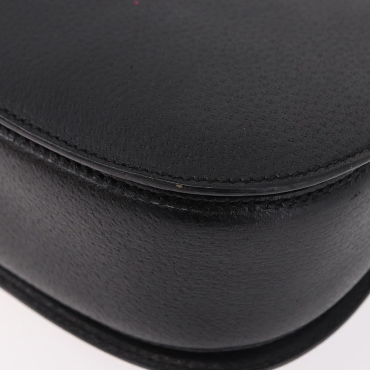 GUCCI Bamboo Hand Bag Leather Black Gold Auth 183361V