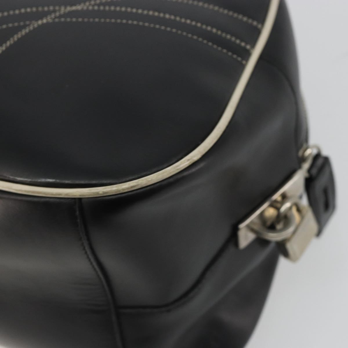 PRADA Hand Bag Leather Black Silver Auth 183362V