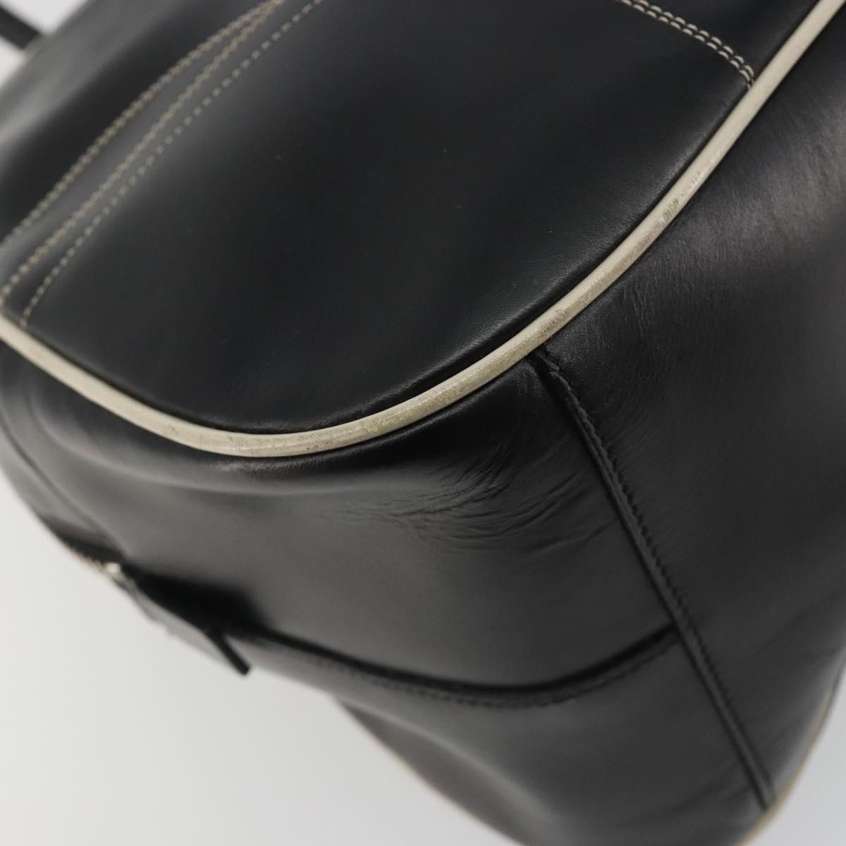 PRADA Hand Bag Leather Black Silver Auth 183362V