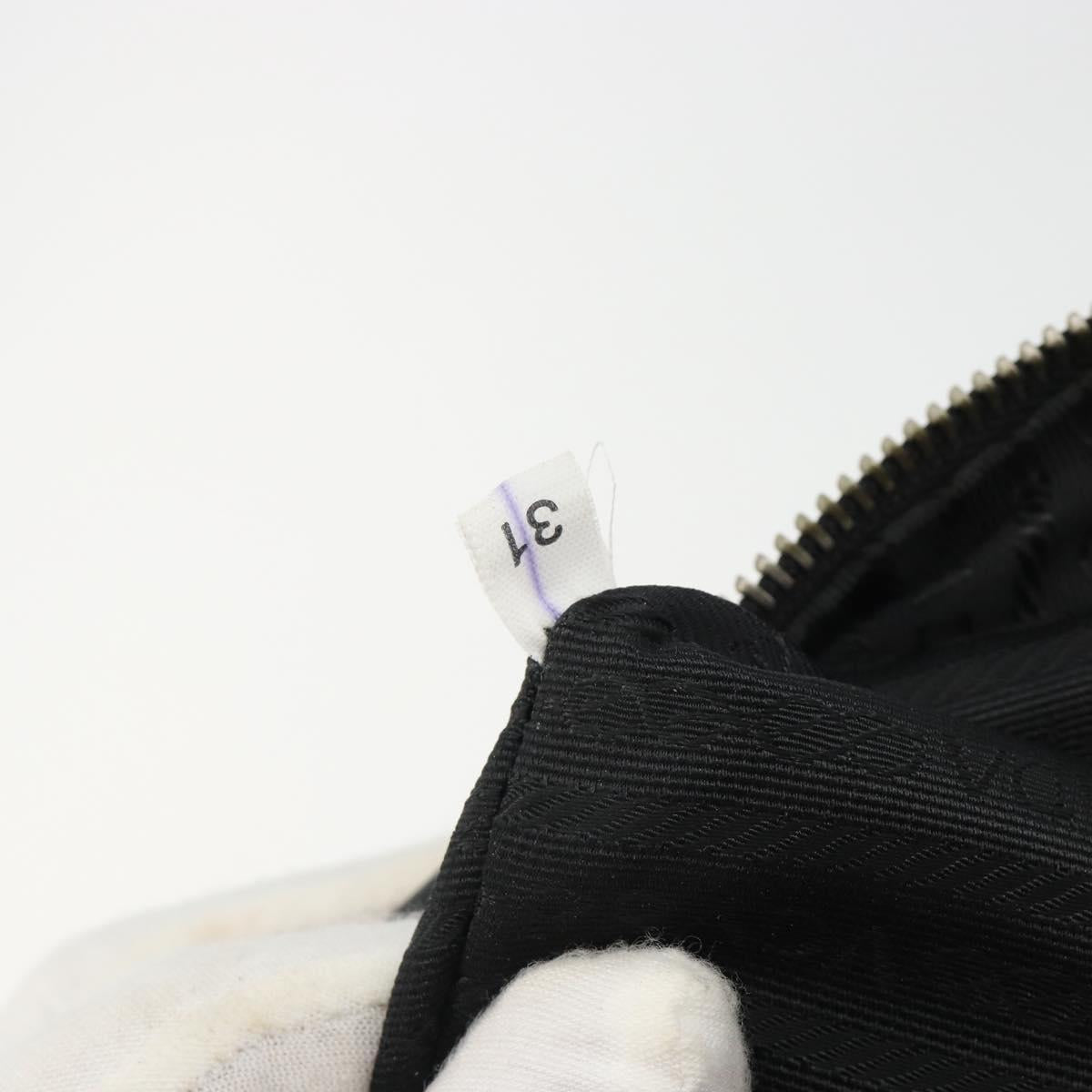 PRADA Hand Bag Leather Black Silver Auth 183362V
