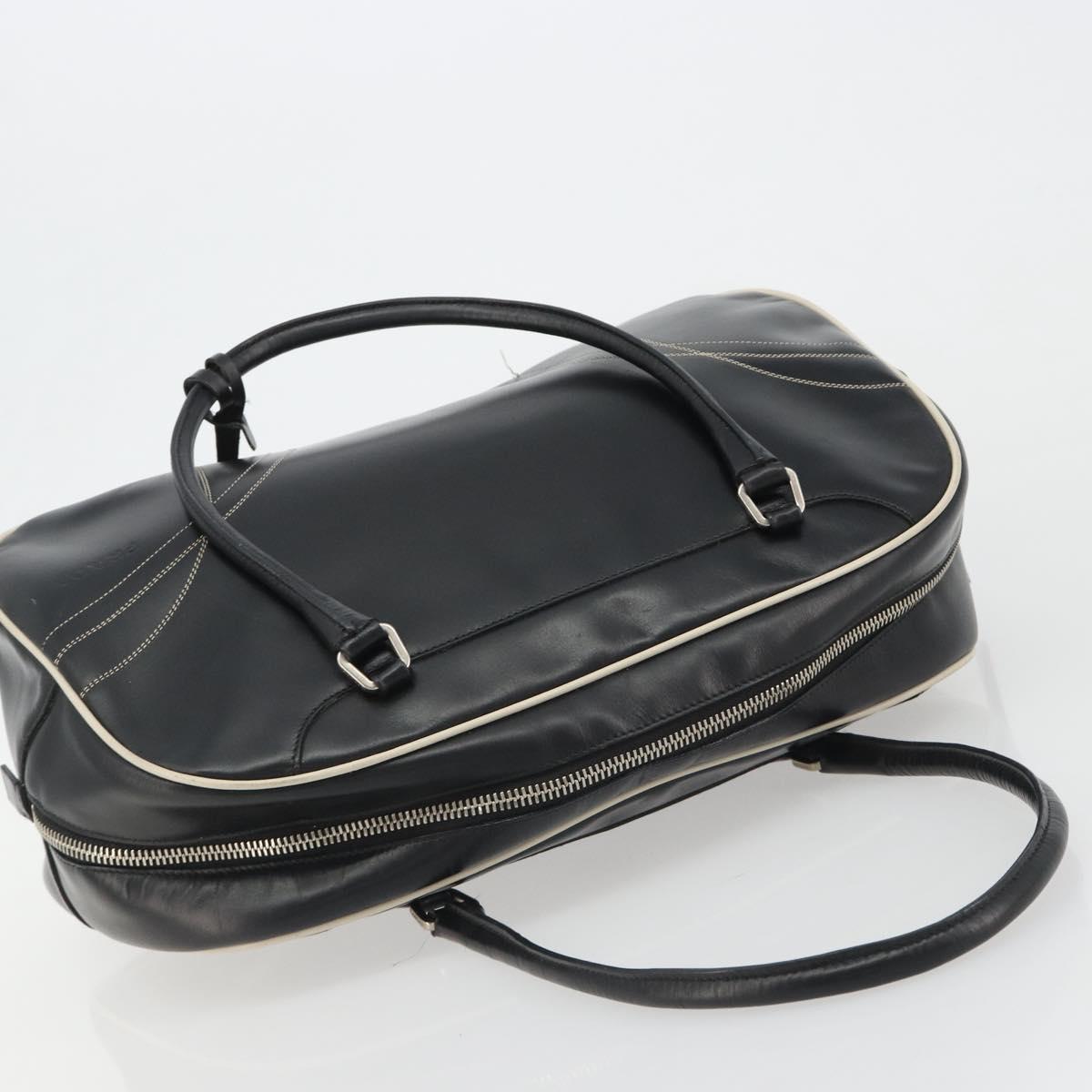 PRADA Hand Bag Leather Black Silver Auth 183362V