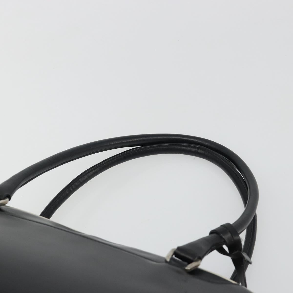 PRADA Hand Bag Leather Black Silver Auth 183362V